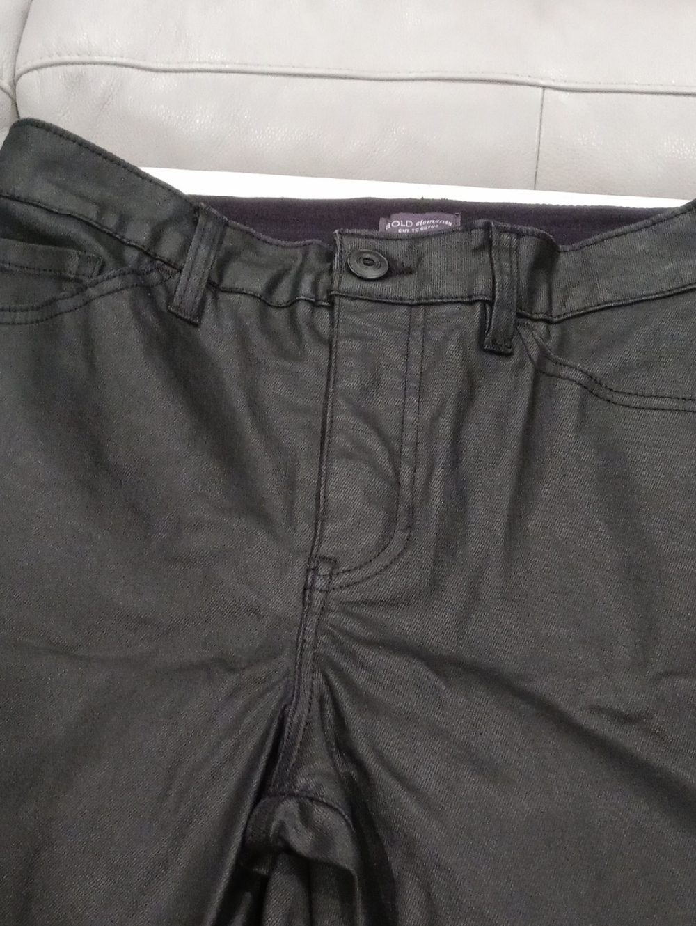 Sz12 Faux Leather Black Jeans